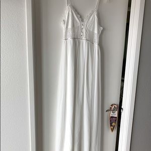 Delicate chiffon & lace low back maxi dress